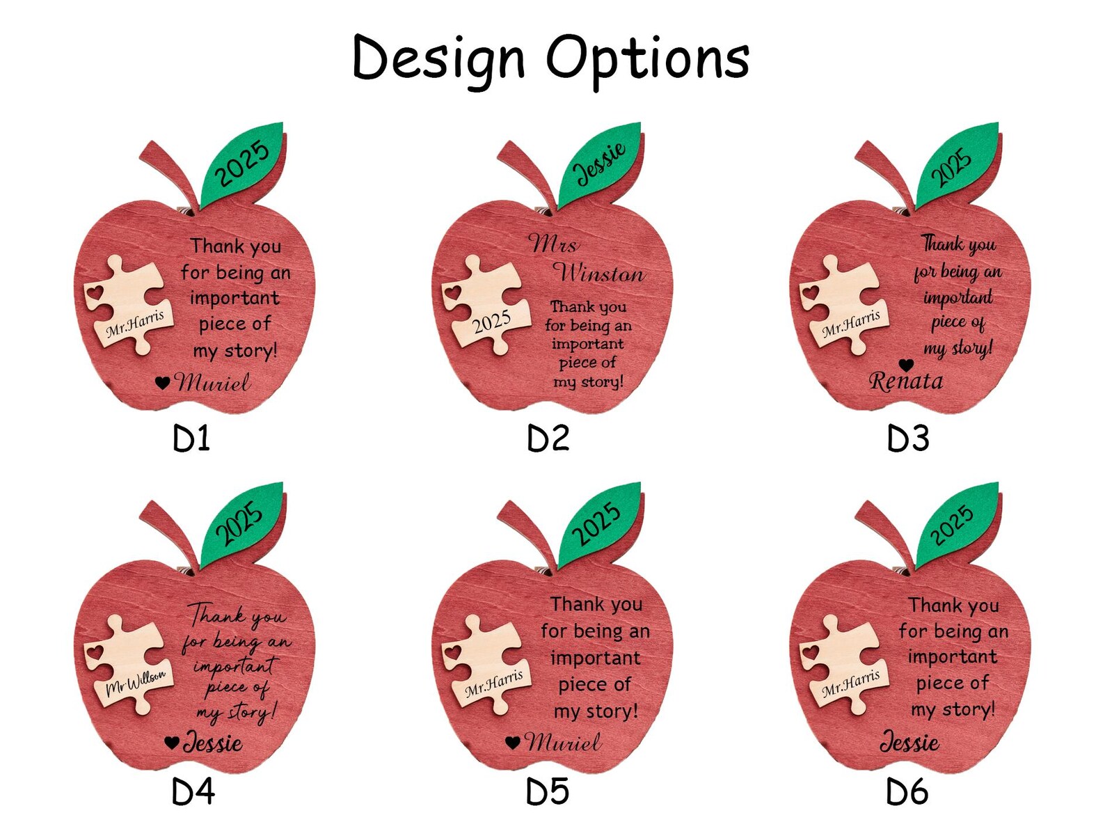 Apple Puzzle Piece Sign Teacher Name Sign Personalized Teacher Apple ...