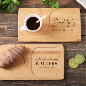 Wooden Tea & Biscuit Board Custom Coffee Board Serving Board Coffee and Treats Engraved Board Couple Gifts Father’s Day Gifts Housewarming