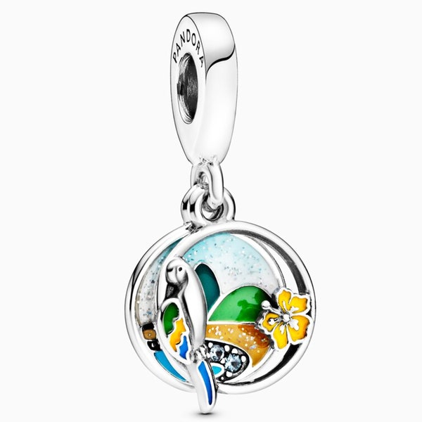 Pandora Silver ALE bracelet pendent charm birthday Valentine's Brazil Beach & Parrot Dangle Charm,Gift for women/girl/friend/family