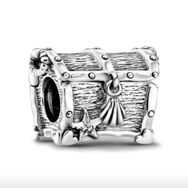 Authentic Pandora silver handmade charm Treasure chest