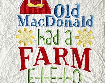 Embroidered Farm Animal Baby Quilt: Heirloom Nursery Decor (36x46 inches)