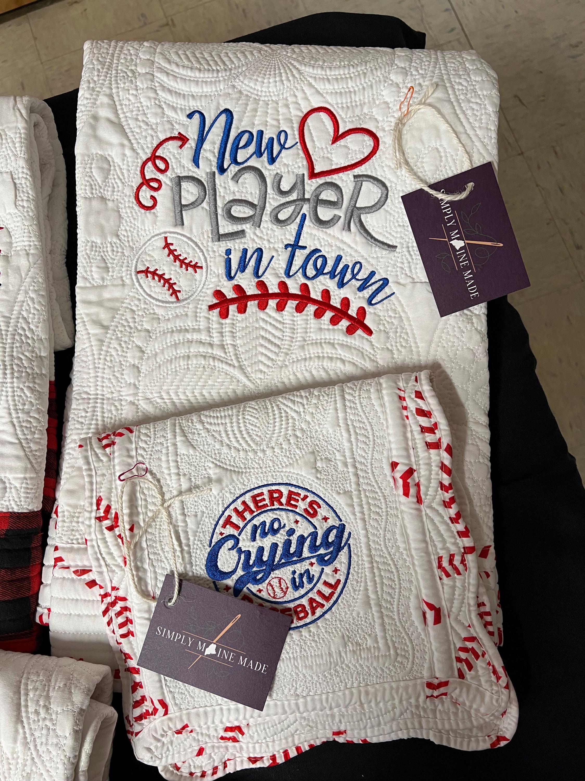 READY TO SHIP Heirloom Baby Quilt – Embroidered “new Player in Town ...