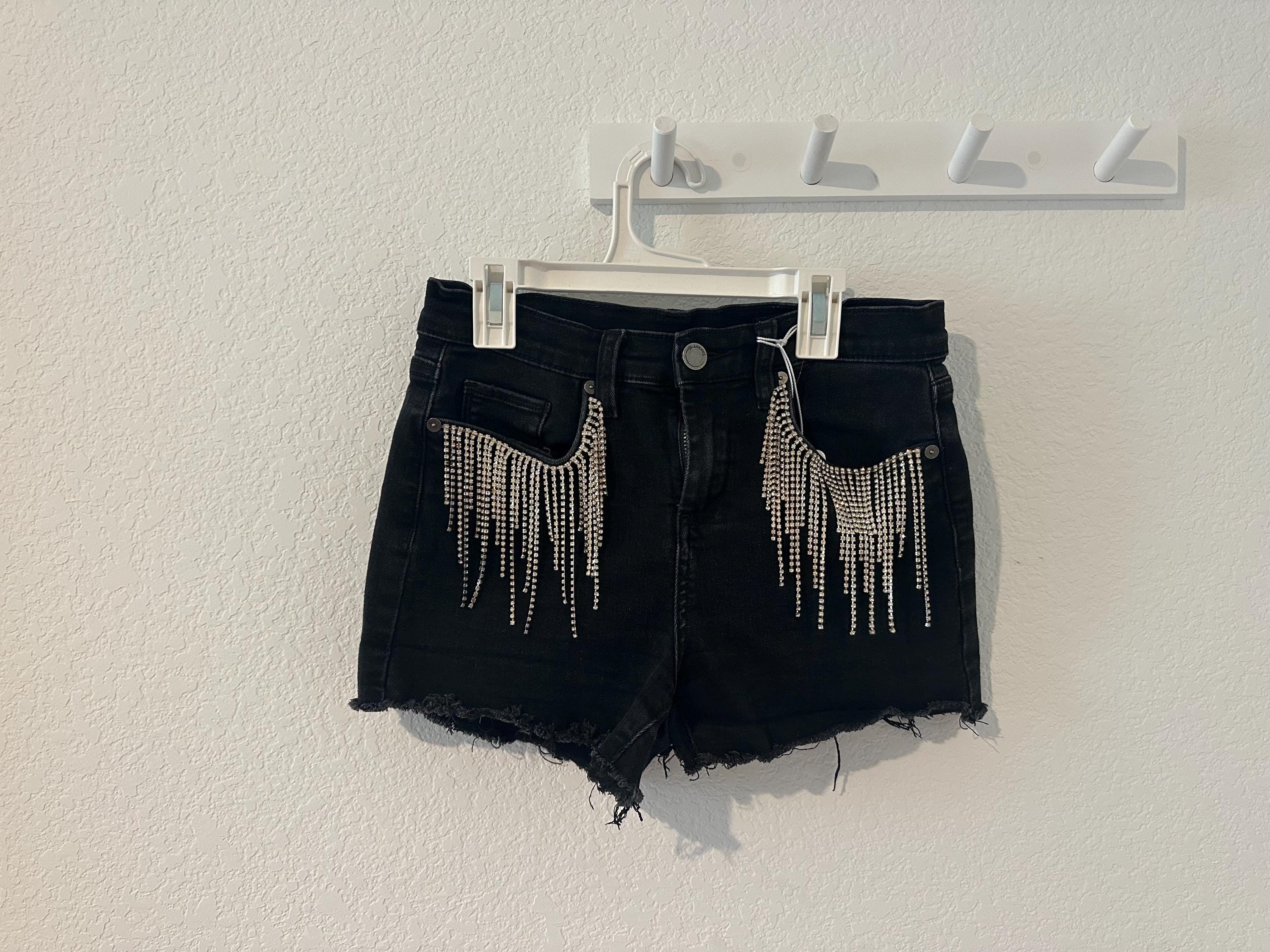 Rhinestone Fringe Shorts