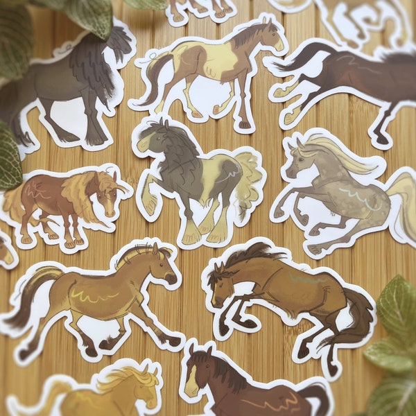 Horse Breeds | Sticker | Fjord, Clydesdale, Quarter Horse, Shetland Pony, Irish Cob, and more | Gifts for Equestrians and Horse Lovers