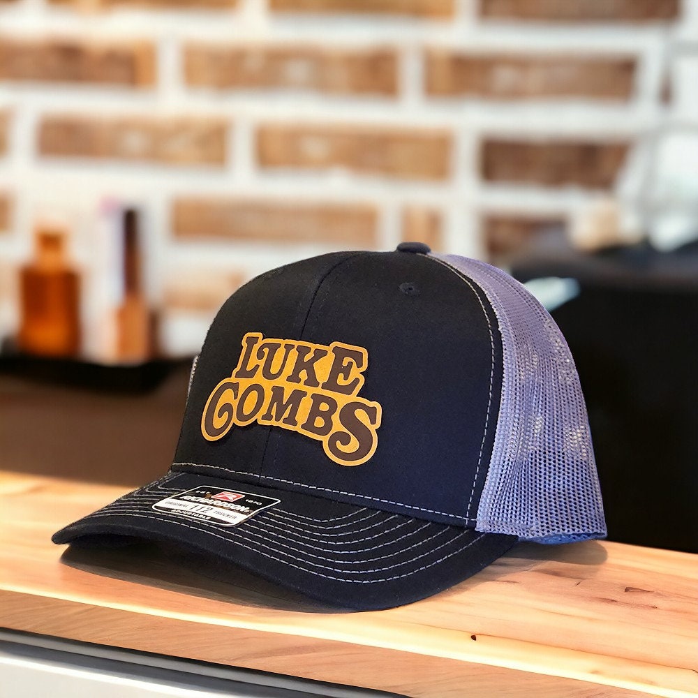 Luke Combs Hat, Leather Patch Trucker Hat, Snapback Hat, Beer Never Broke My Heart, Country Music, Richardson 112