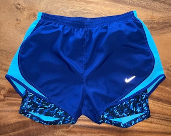 Vintage Womens M Blue Aqua Running Shorts Workout Wear Quick-Dry Athletic Workout Gym Yoga Jogging Short Quick Dry Lined Layer Key Pocket