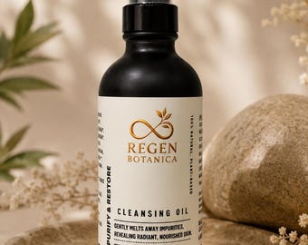 Huile nettoyante botanique nourrissante pour peau sèche et sensible, démaquillant, nettoyant pour le visage à base de plantes, nettoyant pour le visage à base de plantes Regen Botanica