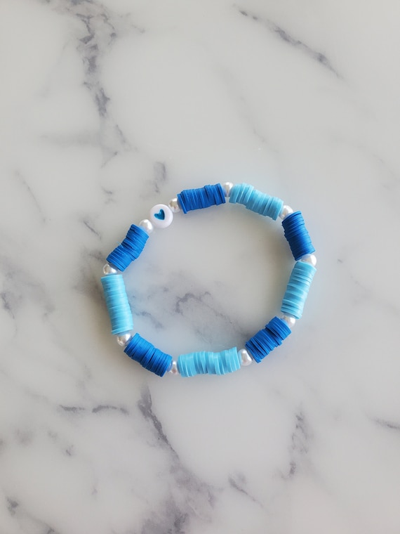 Beaded Bracelet - Blue Heart Beaded Bracelet - Blue Heart