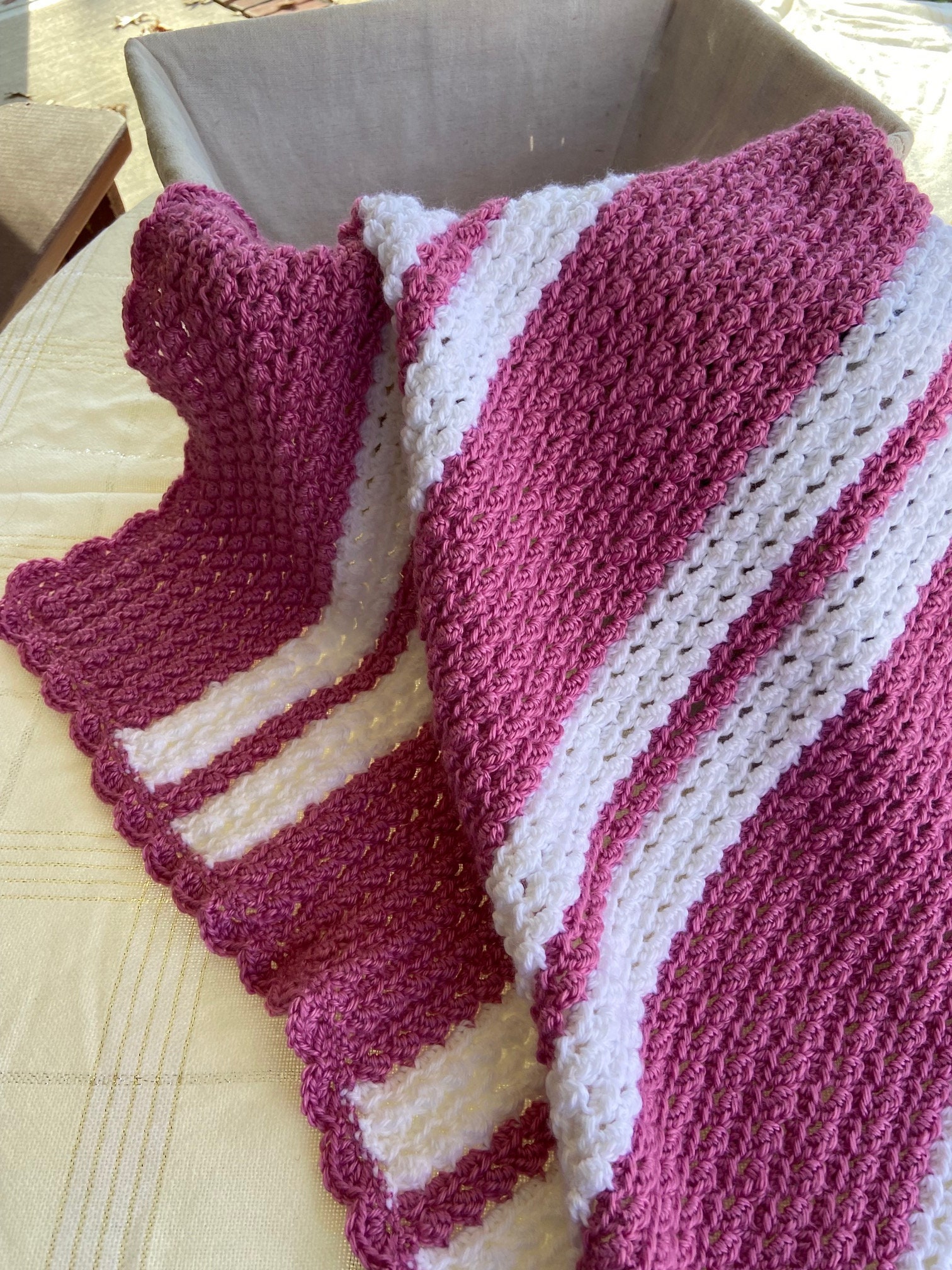 ホットピンクとホワイトの幼児用ブランケット - Etsy 日本