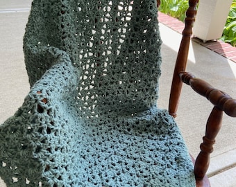 Hand Crochet Sage Green Baby Blanket