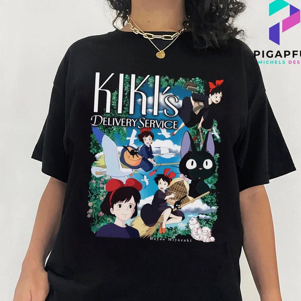 Kiki's Delivery Service Shirt, Kiki and Jiji, Ghibli Cartoon Shirt, Hayao Miyazaki Shirt, Anime Shirt