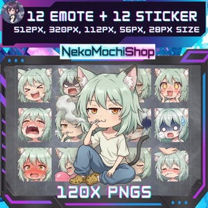 Emotki palącej dziewczyny-kota, emoji z anime na Twitchu/Discordu/Youtube (pobieranie cyfrowe)