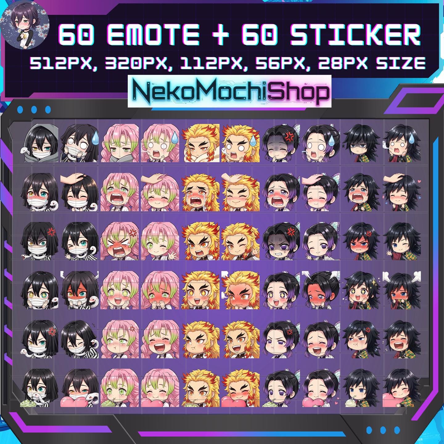 Demon Emote Set Demon Killer Emotes Bundle, Anime Sticker Emoji for Twitch/discord ...