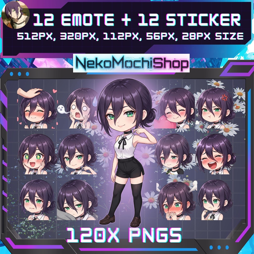 reze-emotes-stickers-pack-anime-emotes-chainsaw-man-digital-art