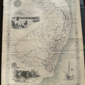 Original John Tallis Antique Map of New South Wales, 1851