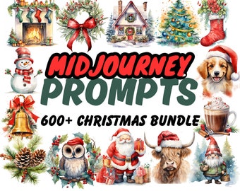 600+ Watercolor Christmas Midjourney Prompts