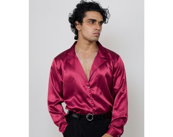 Premium Satin Shirt for Man, Satin dress, Office Shirt, Wedding Shirt, Party Dress Shirt, Get Together Shirt, disco shirt, Silk Shirt