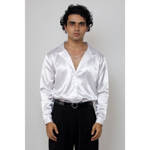 Premium Satin Shirt for Man, Silk Shirt For Men , Office Shirt, Wedding Shirt, Party Dress Shirt, Get Together Shirt, White Satin Shirt