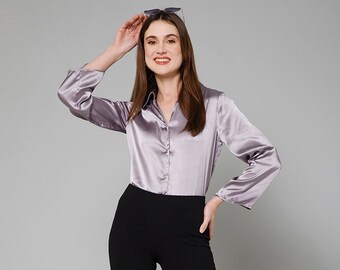 Premium Satin Shirt for Women, Silk Shirt For Women , Office Shirt, Wedding Shirt, Party Dress Shirt, Classic Silk Blouse, Silk Shirt