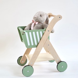 Kids Wooden Shopping Cart, Mini Shopping Trolley, Gifts For Kids, Christmas Gifts,Montessori Toy, Child Nursery Decor