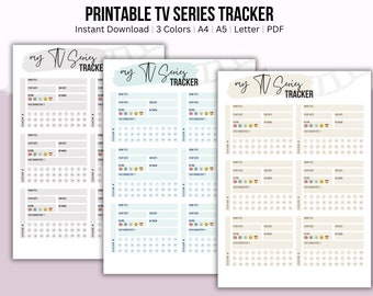 Printable TV Series Tracker | Movie List, Episode Log (Digital Download)