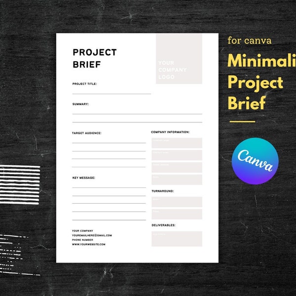 Project Brief Template l Canva Template l Digital template l Creative Brief Template l Small business l Editable pdf l Downloadable l