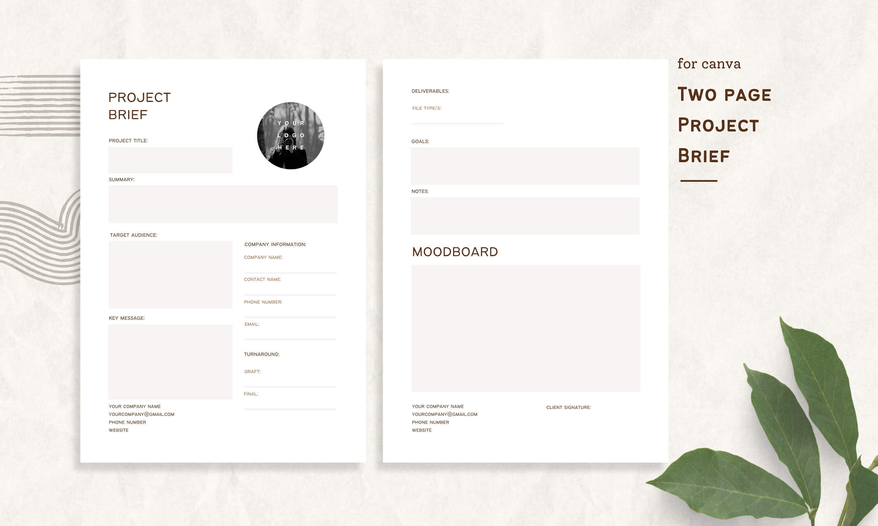 Project Brief Template L Canva Template L Digital Template L Creative ...