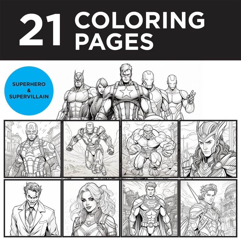 Superhero Coloring Pages: 21 Print-ready Designs (digital Download) - Etsy