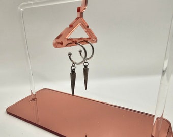 Half Hoop Gunmetal Spike Earrings