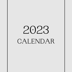 2023 Year Calendar Printable, Yearly Wall Calendar, Monthly Planner 2023, Desk Calendar, Sunday & Monday Start, Minimalist Calendar, Letter