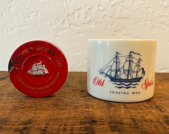 Vintage Old Spice Shaving Mug and Hair Grooming Jar