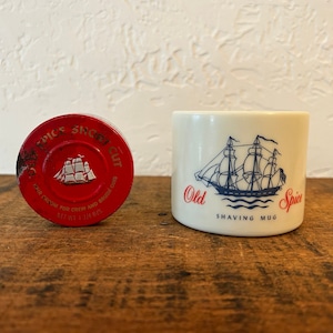 Vintage Old Spice Shaving Mug and Hair Grooming Jar