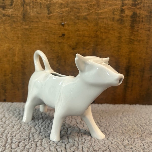 Vintage Hoan Porcelain Cow Creamer, Made in France.