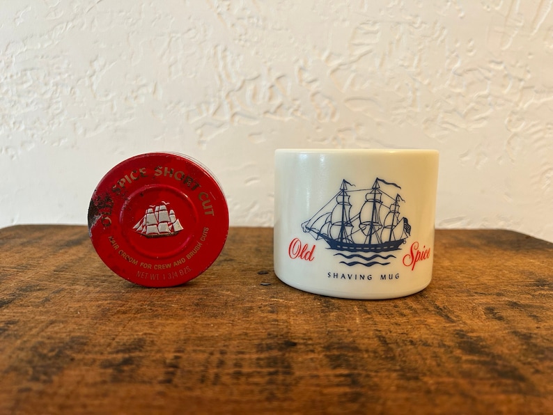 Vintage Old Spice Shaving Mug and Hair Grooming Jar image 1