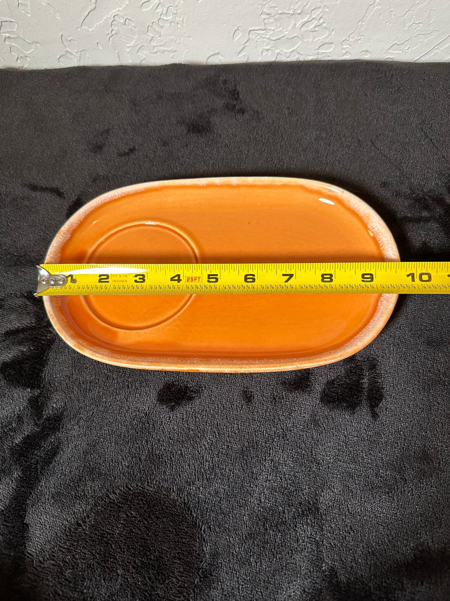 Rare Vintage Hull Pottery Tangerine Drip Soup Bowl and Sandwich Plate