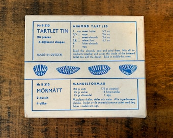 Vintage Mormatt Tartlet Tin Set In Box 24 Pieces 4 Shapes Sweden No. B213