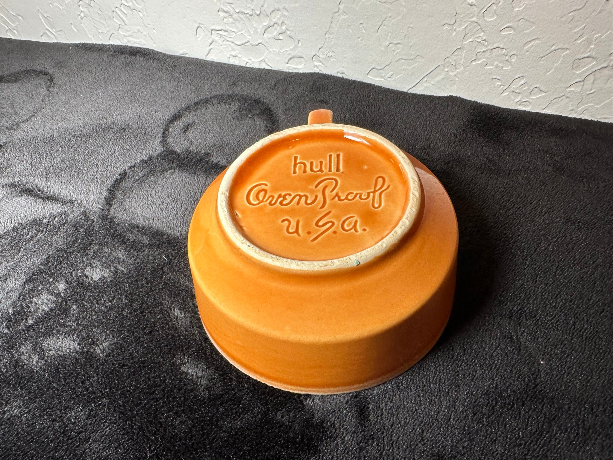 Rare Vintage Hull Pottery Tangerine Drip Soup Bowl and Sandwich Plate