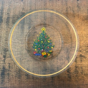 Vintage Rubel & Co Gold Trimmed Set of 8 Christmas Tree Dessert Plates