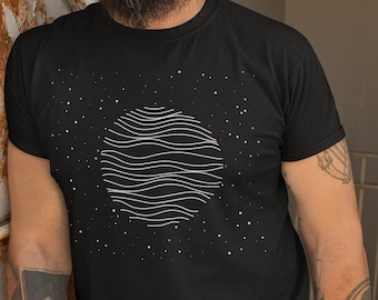 Minimal Space Shirt Interstellar Minimalism Planet Cosmos Simplicity Astronomy Stellar Blackhole Eclipse Comet Lines Void Astro Starlight