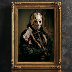 Jason Voorhees Axt Poster, Freitag der 13te, Gothic Lovers, Horror Print, Vintage Fotografie, Horror Portrait, Bar Dekoration