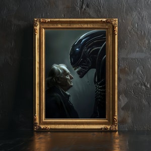 H.R. Giger Poster Wall Decor, Gothic Alien Decor, Victorian Print, Vintage Photography, Alien Xenomorph Art, Creepy Poster.