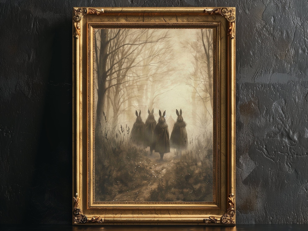 Gothic Rabbit Print: Victorian Forest, Spooky Halloween Decor - Etsy