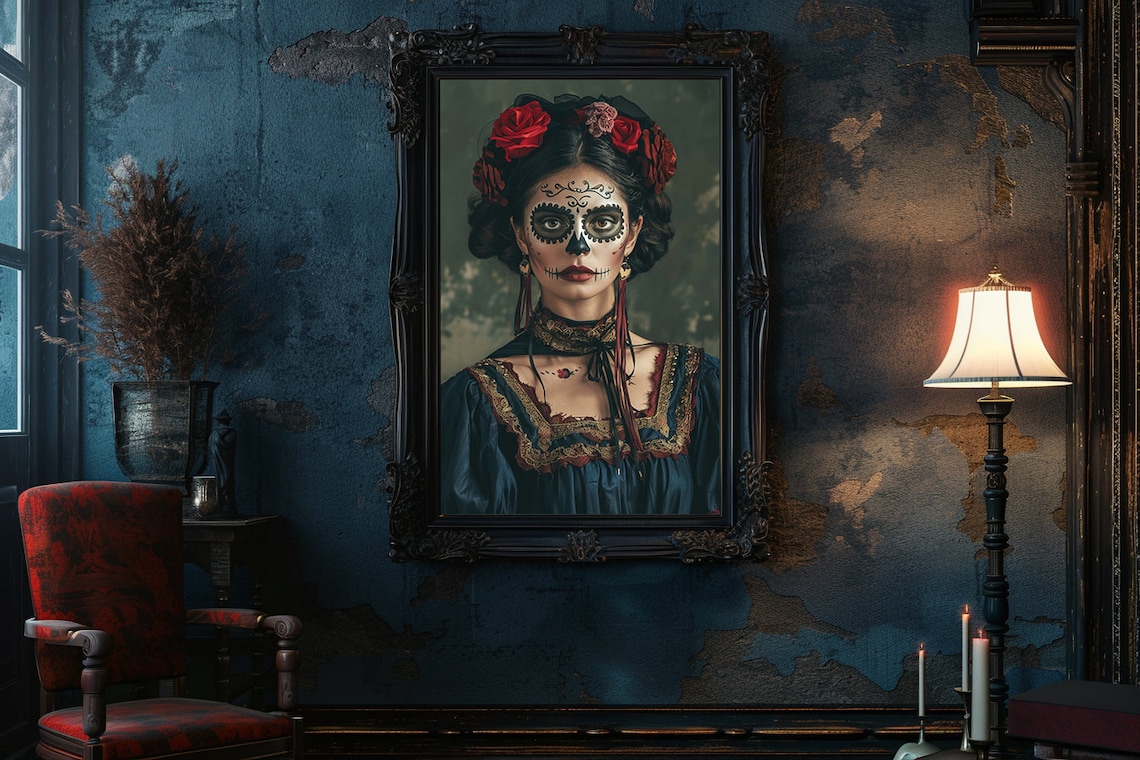 Frida Kahlo Catrina Poster: Gothic Victorian Halloween Decor - Etsy