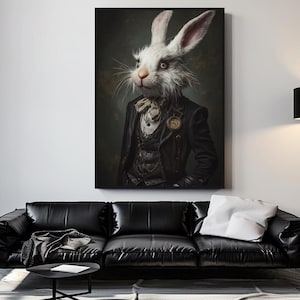White Rabbit Poster Alice in Wonderland Poster Wall Decor, Gothic Home ...