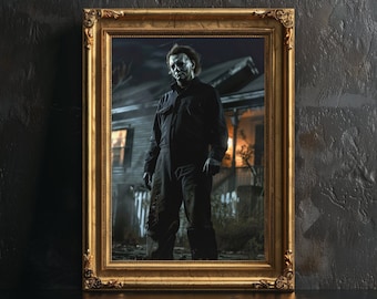Michael Myers-poster, Halloween-filmposter, Slashers Lovers, horrorprint, vintage fotografie, horrorportret, griezelige posterprint.
