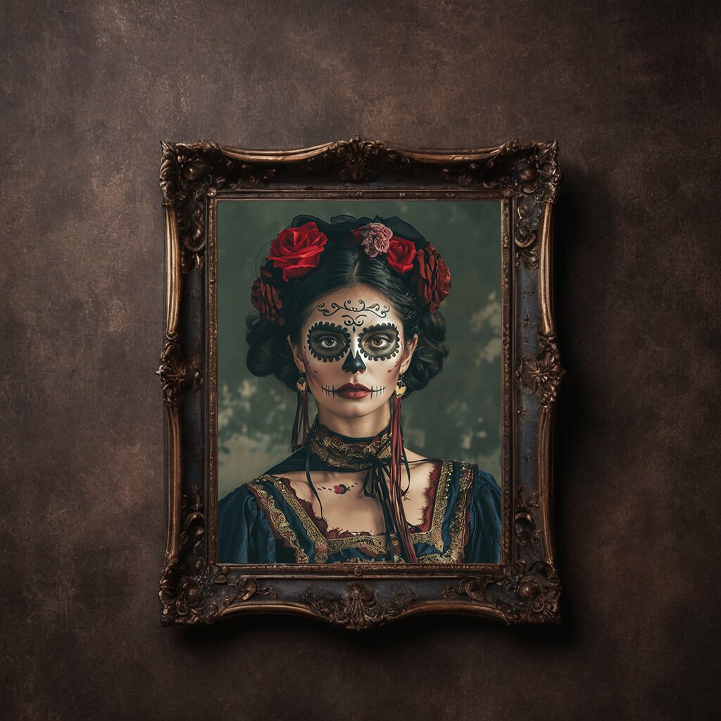 Frida Kahlo Catrina Poster: Gothic Victorian Halloween Decor - Etsy