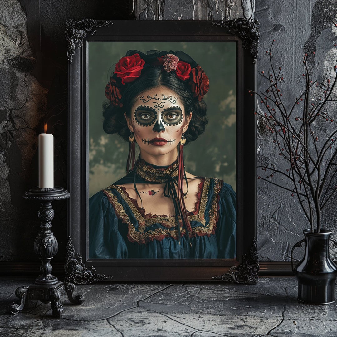 Frida Kahlo Catrina Poster: Gothic Victorian Halloween Decor - Etsy