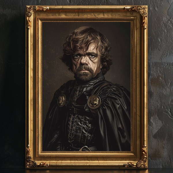 Tyrion Lannister Poster, Game of thrones Decor, Portrait Poster, Vintage Poster, Dark Academia, George R.R. Martin Poster, House Lannister.