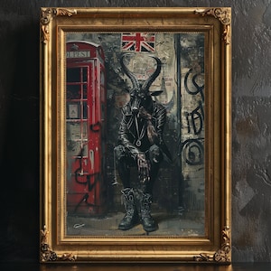Baphomet Punk Kunst Poster Wanddekor, London Poster Dekor, Graffiti Druck, Vintage Teufel Fotografie, Gruseliges Poster, Dark Academia Goth Art.