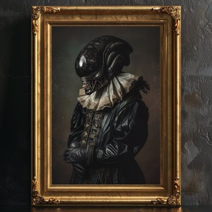 Alien Xenomorph Poster Wanddekoration, Gothic Decor, Viktorianischer Druck, Vintage Fotografie, Außerirdisches Portrait, Horror Poster.